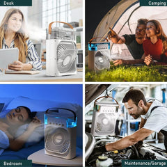 3-in-1 Mini Air Cooler — Fan, Humidifier & LED