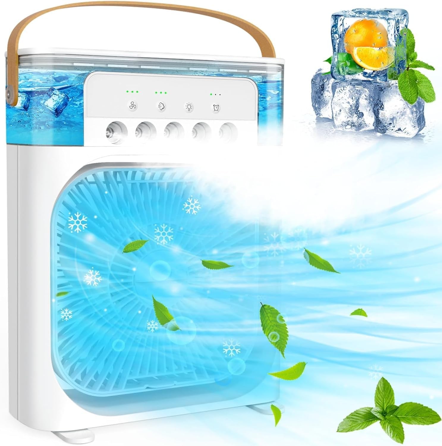 3-in-1 Mini Air Cooler — Fan, Humidifier & LED