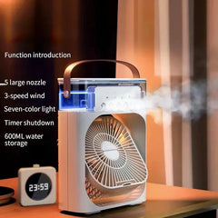 3-in-1 Mini Air Cooler — Fan, Humidifier & LED
