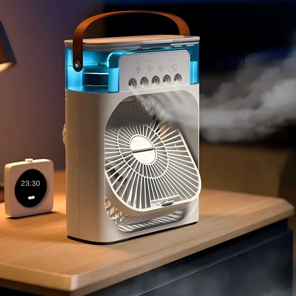 3-in-1 Mini Air Cooler — Fan, Humidifier & LED